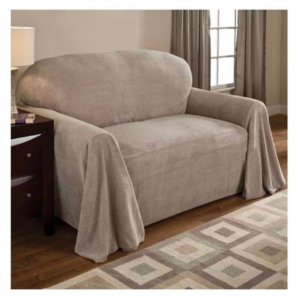 KAUFMANN HOME Fleece Throw Sofa Cover Natural Color